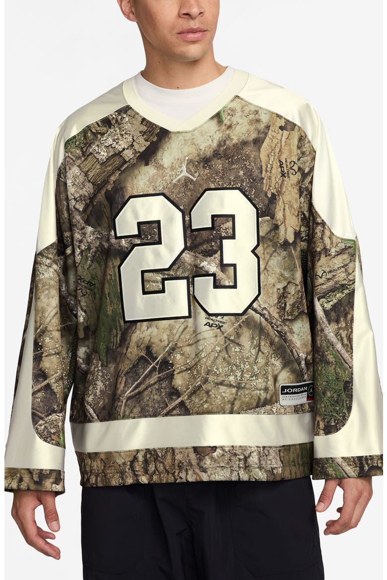 Realtree® Camo Brooklyn Fleece Hockey Jersey, Main, color, 222 MDOLIV/SAIL