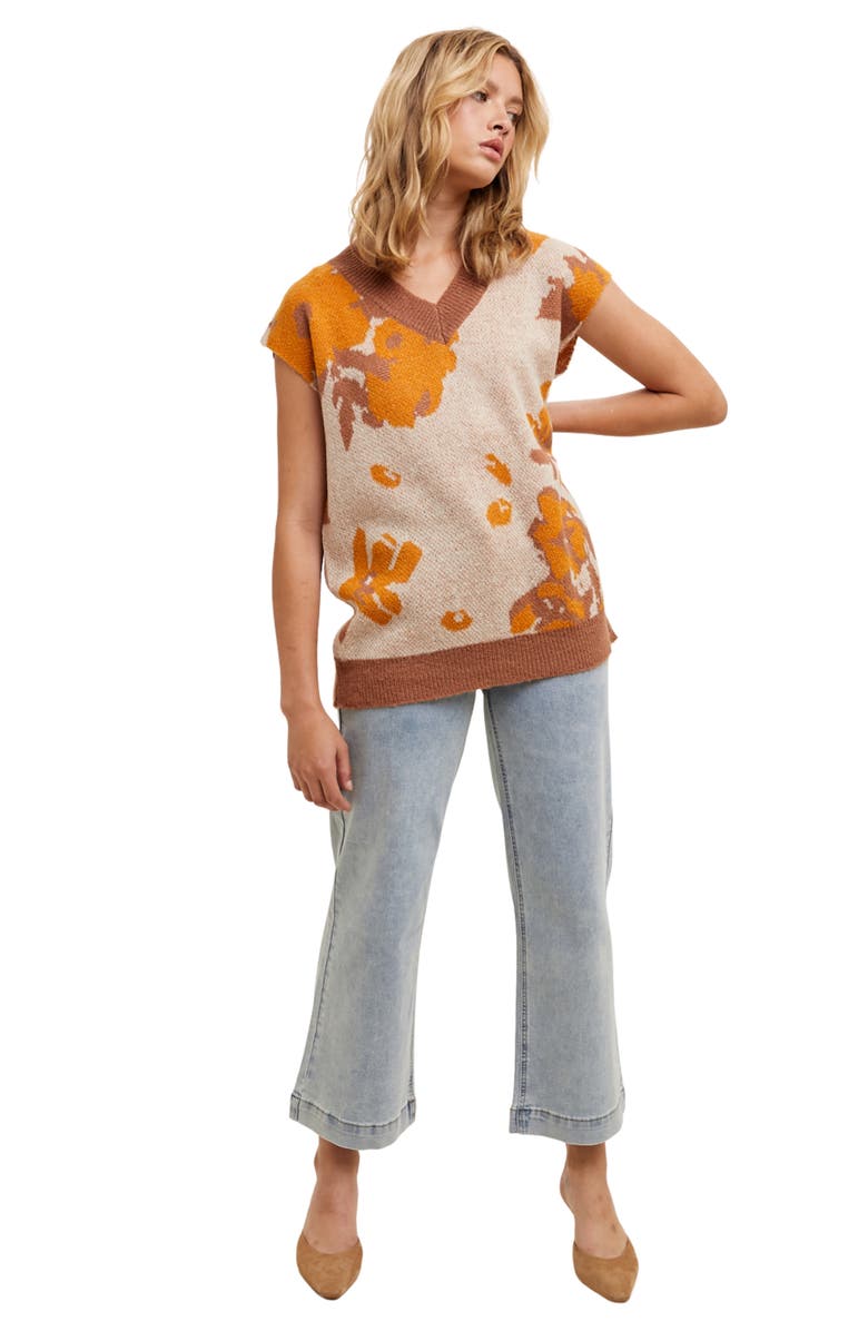 WISHLIST Floral Jacquard Sweater Vest, Alternate, color, Taupe/ Clay