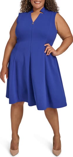 Calvin klein fit and flare dress plus size online