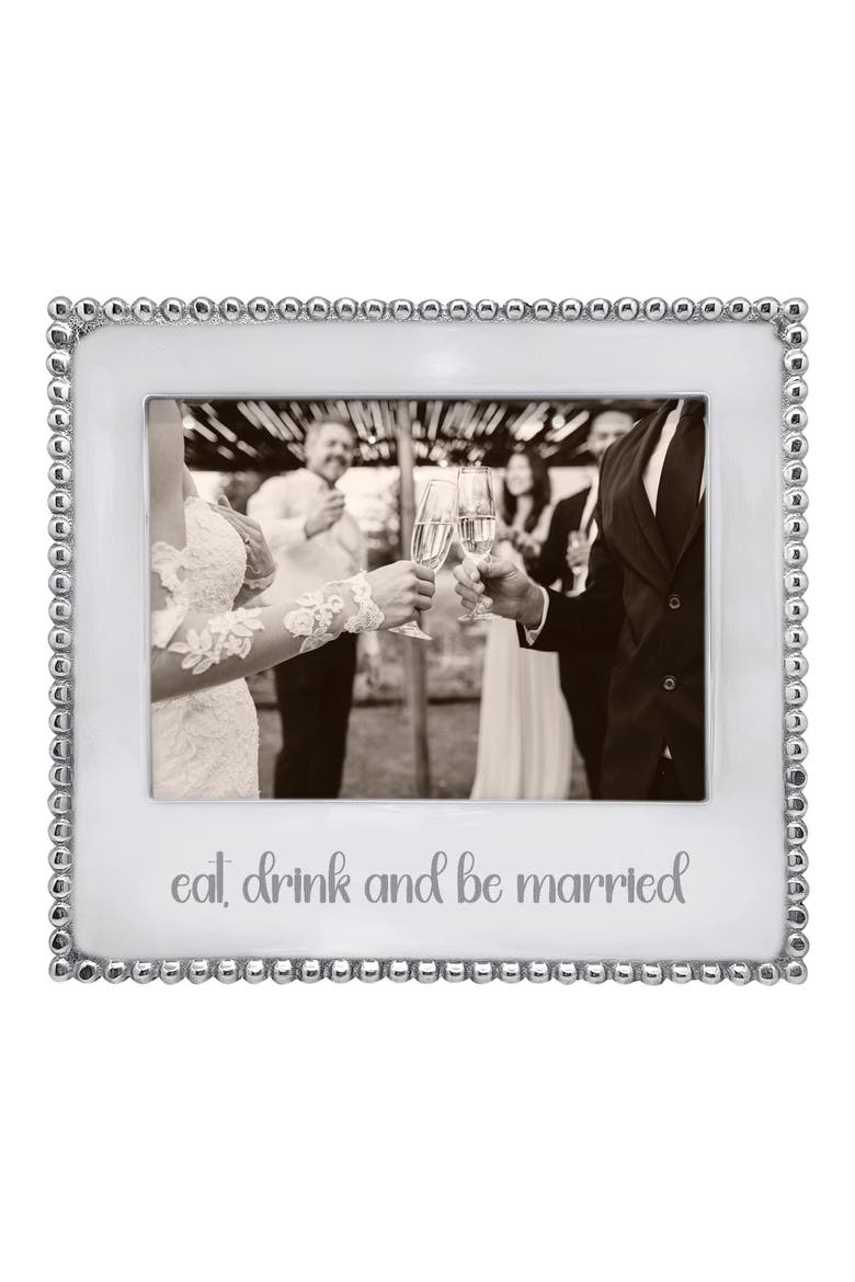 Beaded Eat Drink & Be Married 5 x 7-Inch Picture Frame, Main, color, SILVER