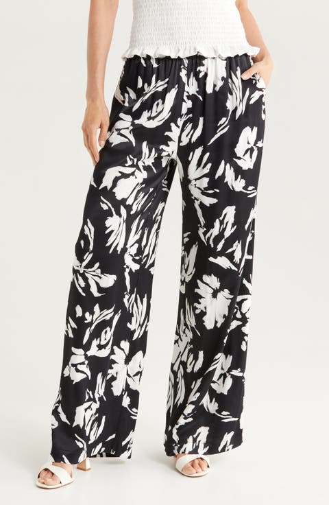 Tie Front Satin Wide Leg Pants