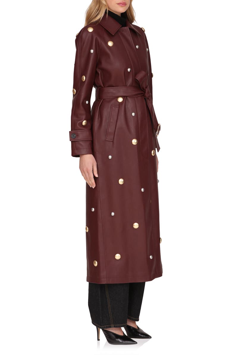 Avec Les Filles Faux-Ever Leather<sup>™</sup> Classic Belted Trench Coat, Alternate, color, Mulberry