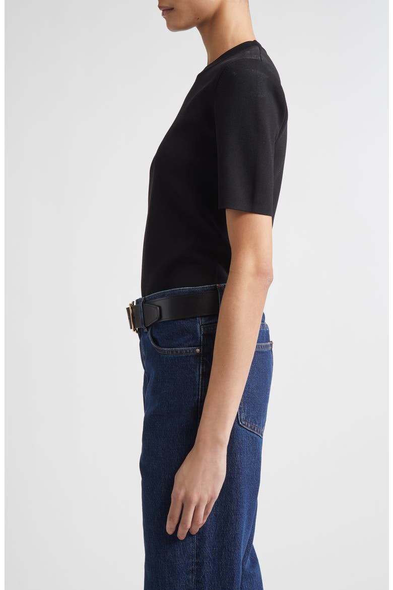 Compact Knit T-Shirt, Alternate, color, BLACK