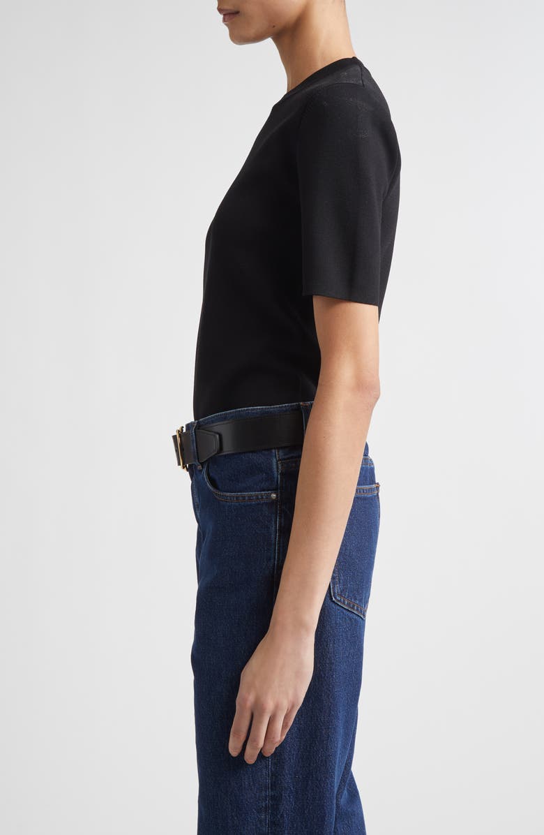 TOTEME Compact Knit T-Shirt, Alternate, color, Black