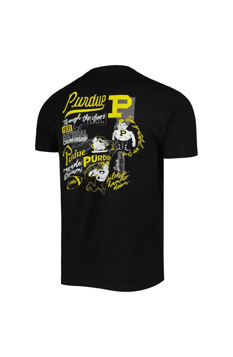 IMAGE ONE Men's Black Purdue Boilermakers Vintage Through the Years Two-Hit T-Shirt, Alternate, color,