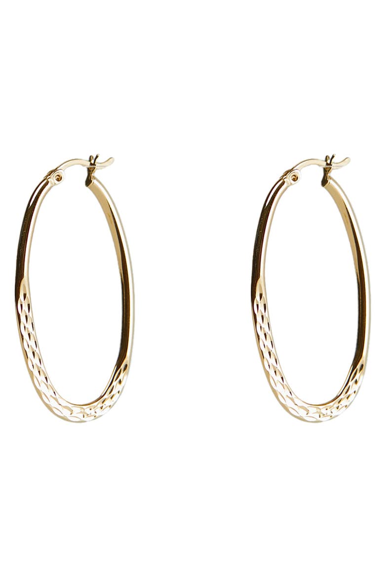 Diamond Cut Oval Hoop Earrings, Main, color, GOLD