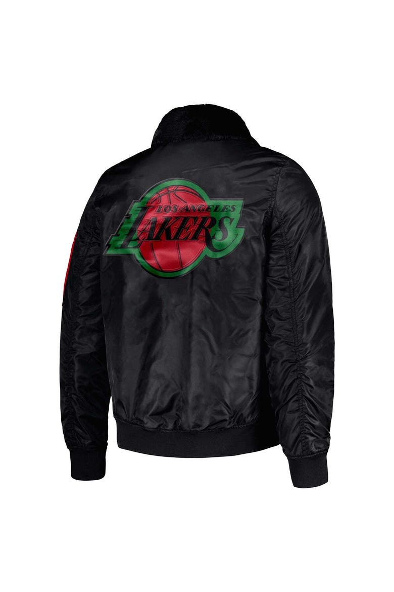 Men's Starter x Ty Mopkins Black Los Angeles Lakers Black History Month Satin Full-Zip Jacket, Alternate, color, Black