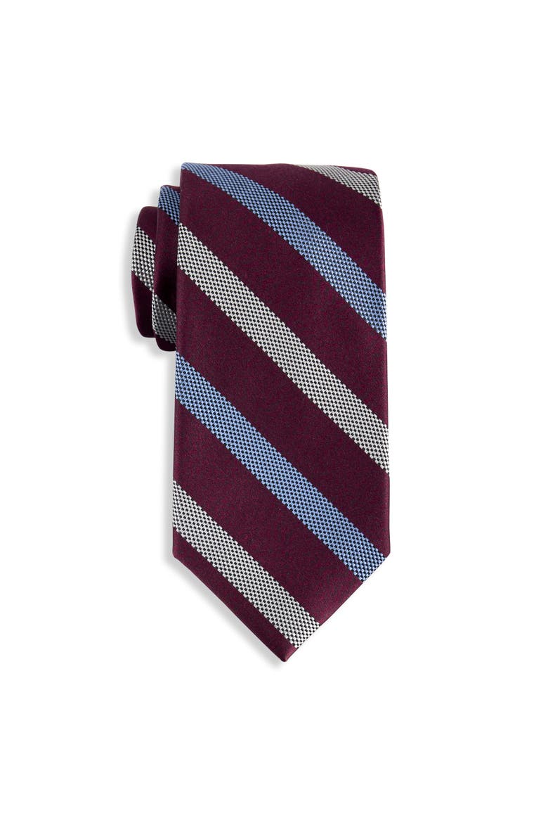 Big & Tall Jalan Striped Tie, Main, color, BURGUNDY