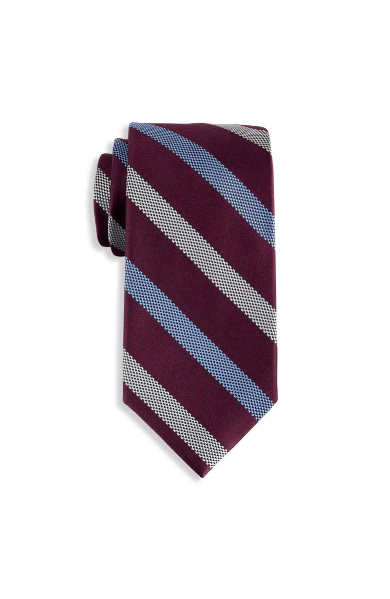 Michael Kors Big & Tall Jalan Striped Tie, Main, color, Burgundy