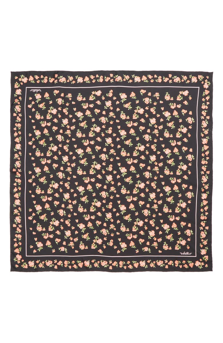 Valentino Garavani Mazzetto Coriandolo Silk Square Scarf, Alternate, color, Black/ Rose