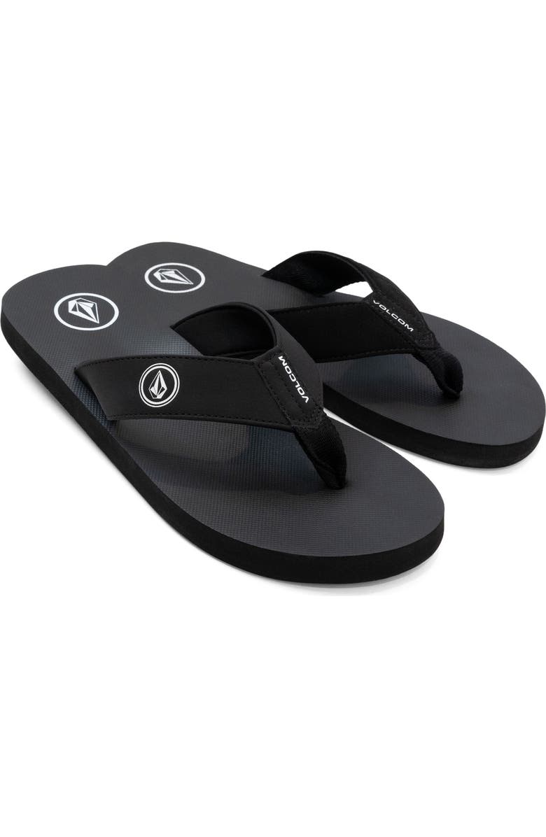 Volcom Vocation Leather Flip Flops, Main, color, Black
