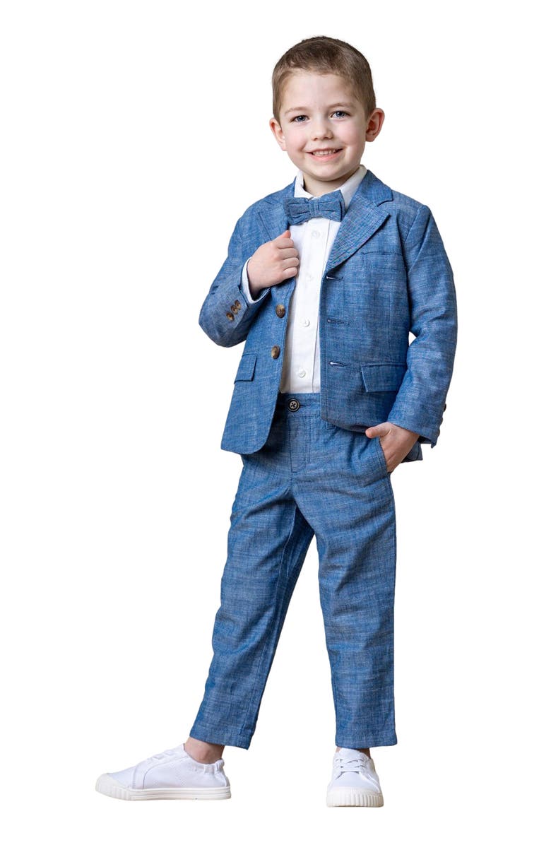 Hope & Henry Boys' Organic Chambray Suit Pant, Toddler, Main, color, Blue Chambray