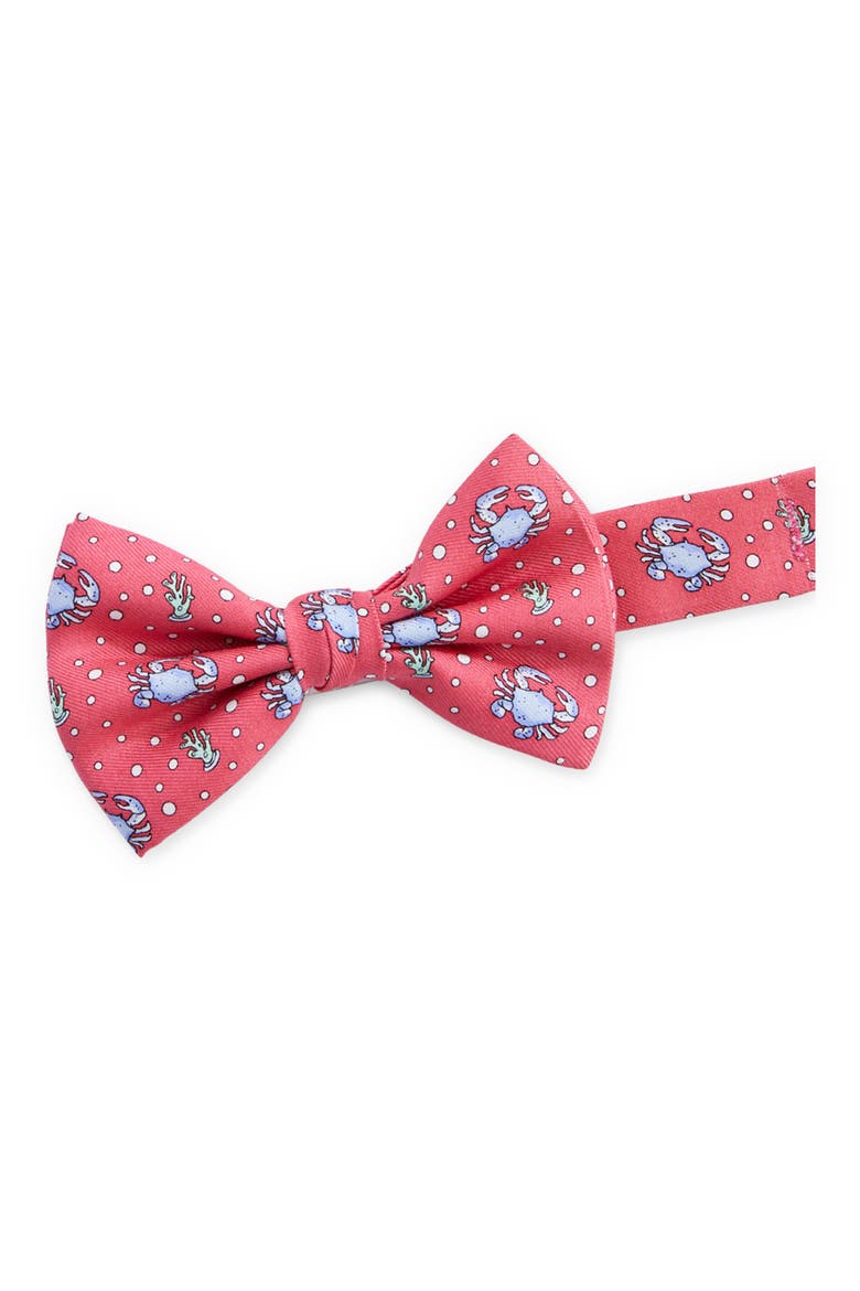 Kids' Crab Silk Bow Tie, Alternate, color, RASPBERRY