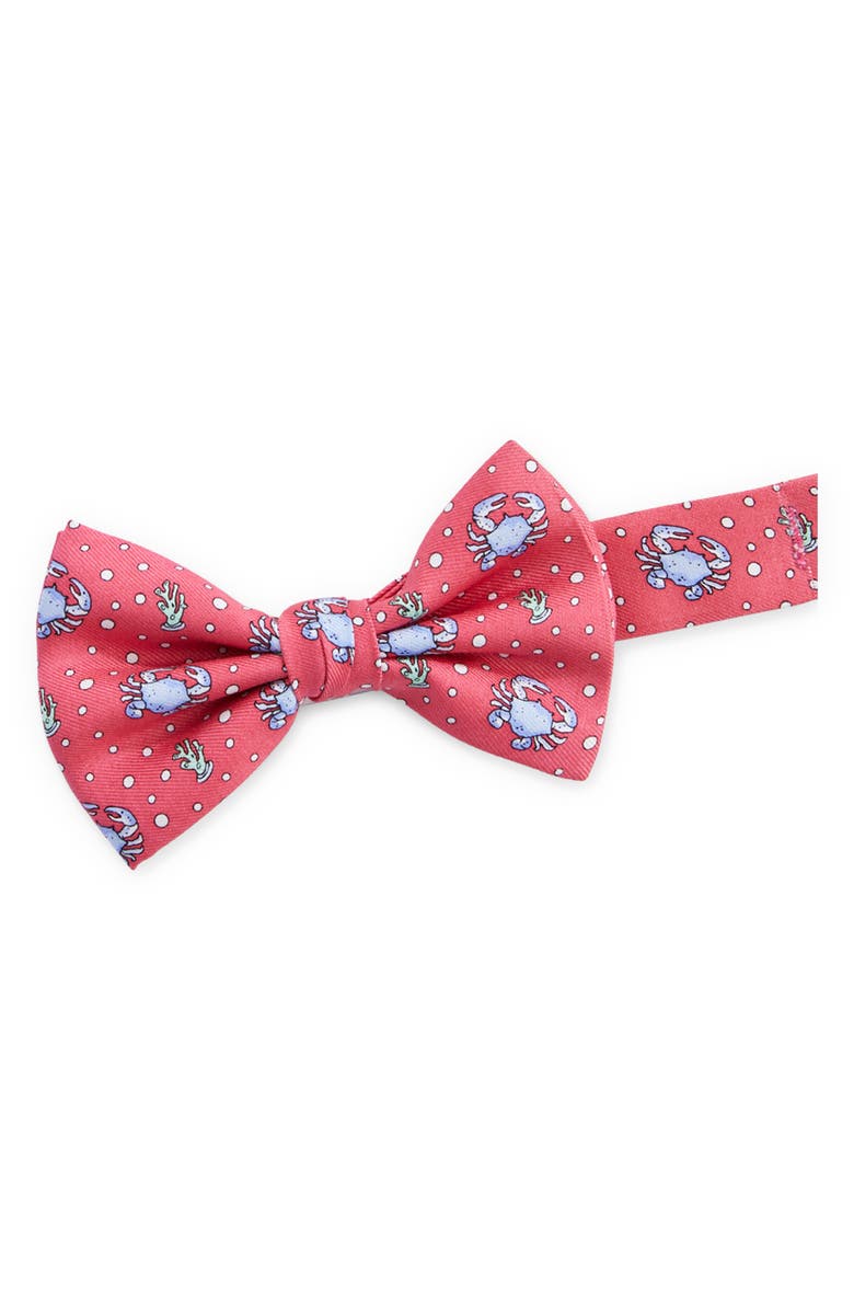 vineyard vines Kids' Crab Silk Bow Tie, Alternate, color, Raspberry