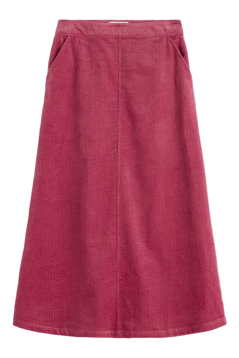 Window Wren Organic Cotton Corduroy Midi Skirt, Alternate, color, DARK ROSE