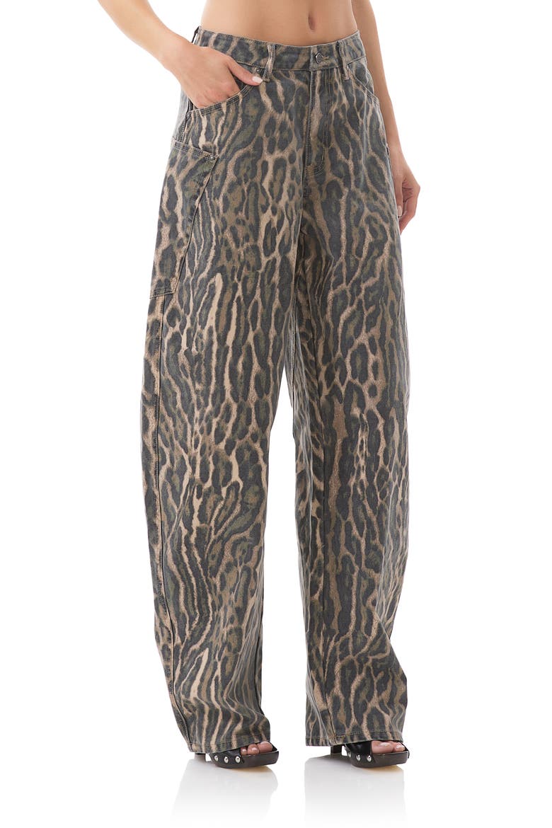 Bexley Leopard Barrel Leg Jeans, Alternate, color, CAMO LEOPARD