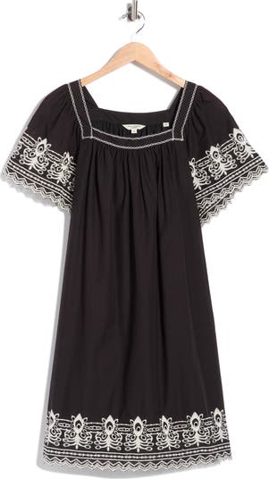 MAX STUDIO Embroidered Short Sleeve Cotton Dress | Nordstromrack