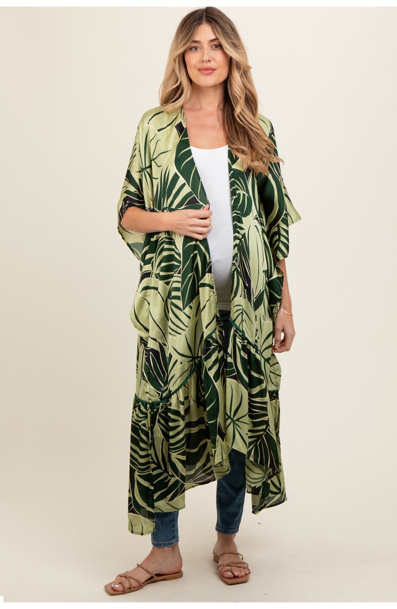 PinkBlush Tropical Print Long Cover Up, Alternate, color, Green
