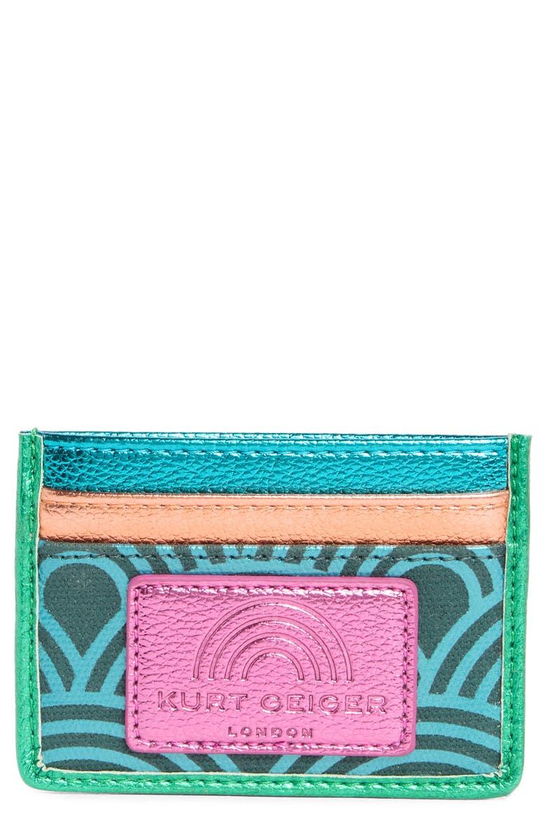 Kurt Geiger London Southbank Card Holder, Main, color, Turquoise Multi