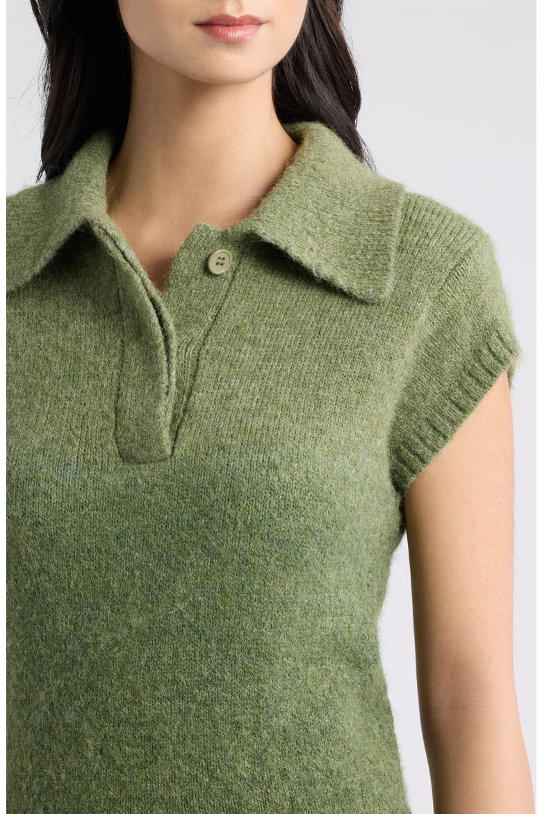 Charlene Short Sleeve Polo Sweater, Alternate, color, OLIVE
