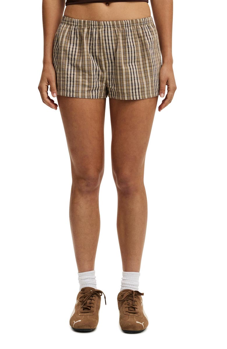 Cotton On Women's Hazel Micro Short, Main, color, Brown Check