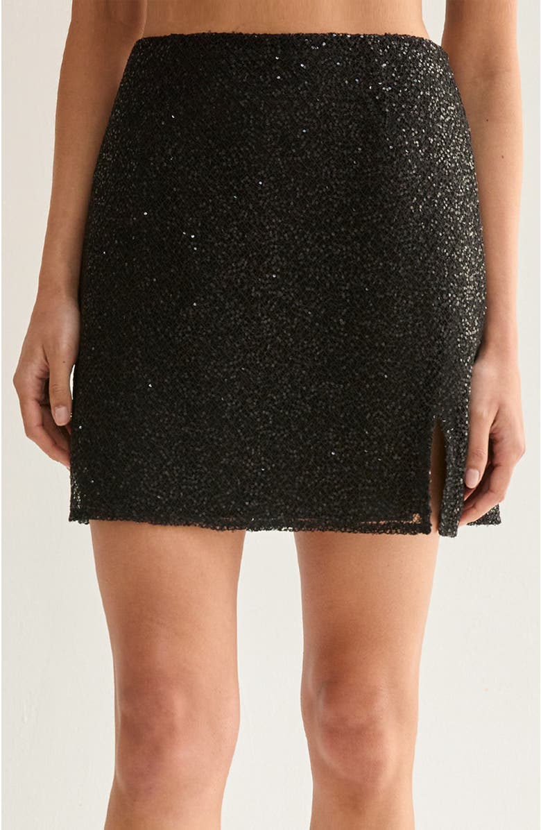 CRESCENT Beaded Mini Skirt, Alternate, color, Black