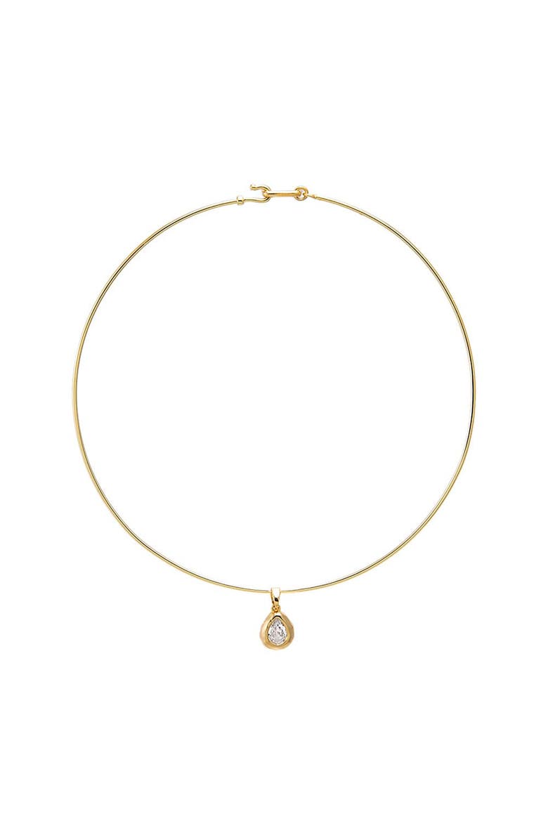 BY ADINA EDEN Pear CZ Bezel Thin Wire Choker Necklace, Main, color, Gold