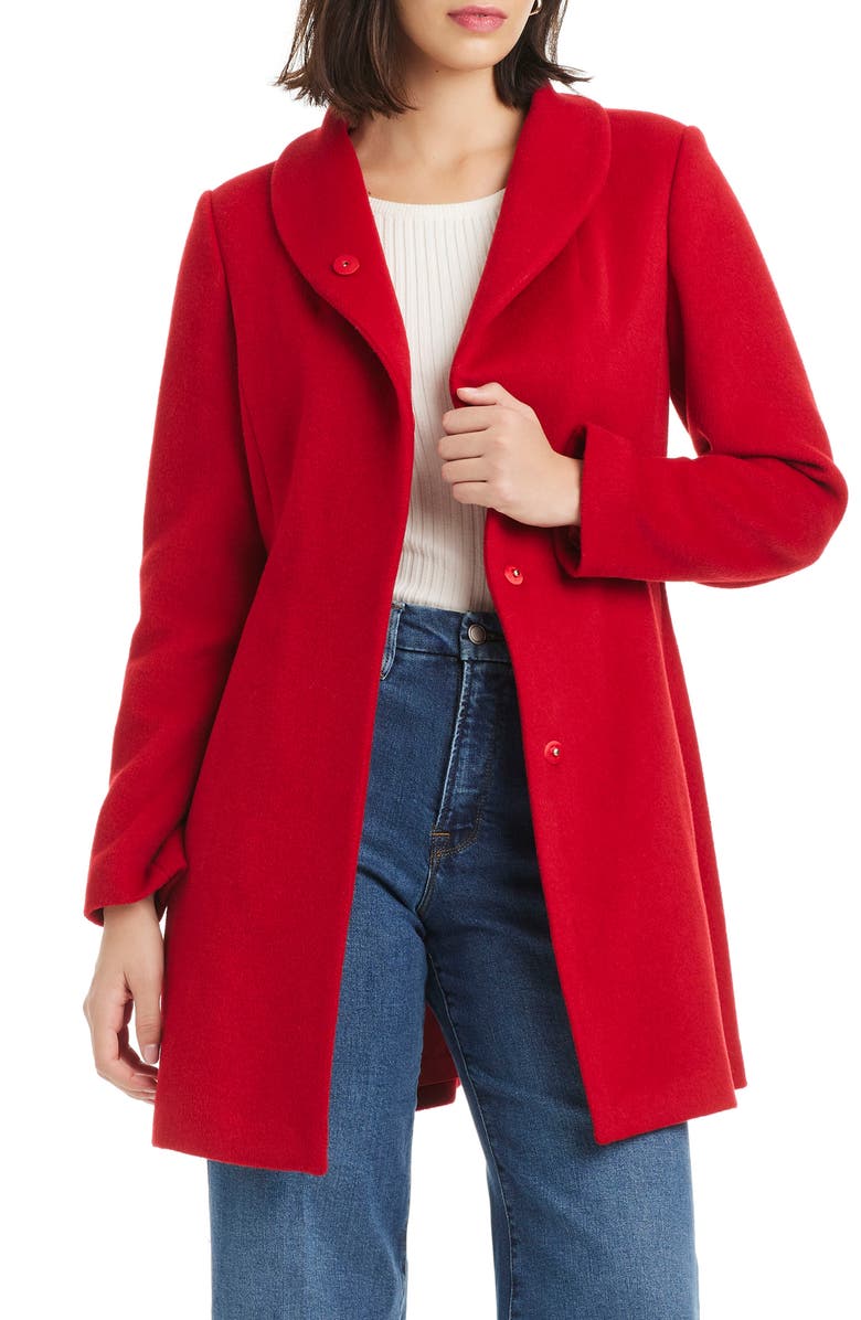 Kate Spade New York high neck belted coat, Alternate, color, Classic Red