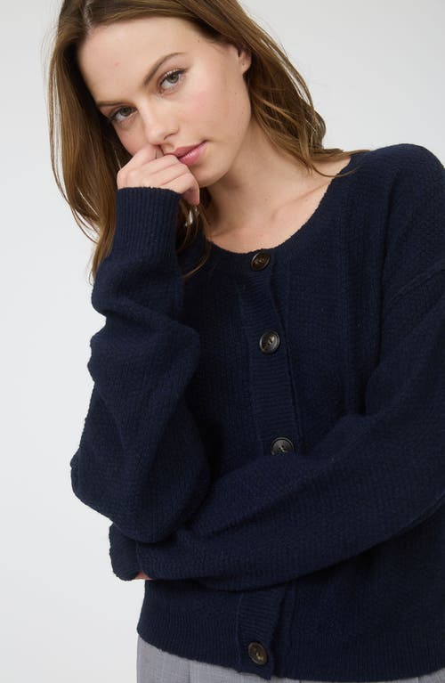 Blu Pepper Crewneck Button Down Cardigan In Blue