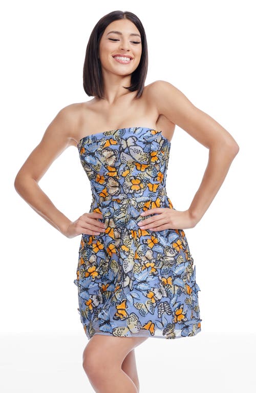 DRESS THE POPULATION DRESS THE POPULATION MARILYN BUTTERFLY APPLIQUÉ STRAPLESS COCKTAIL MINIDRESS