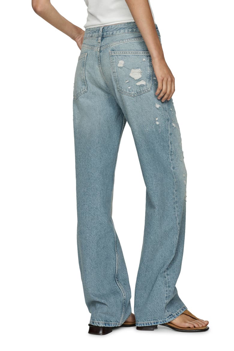 Ripped Straight Leg Jeans, Alternate, color, MEDIUM BLUE