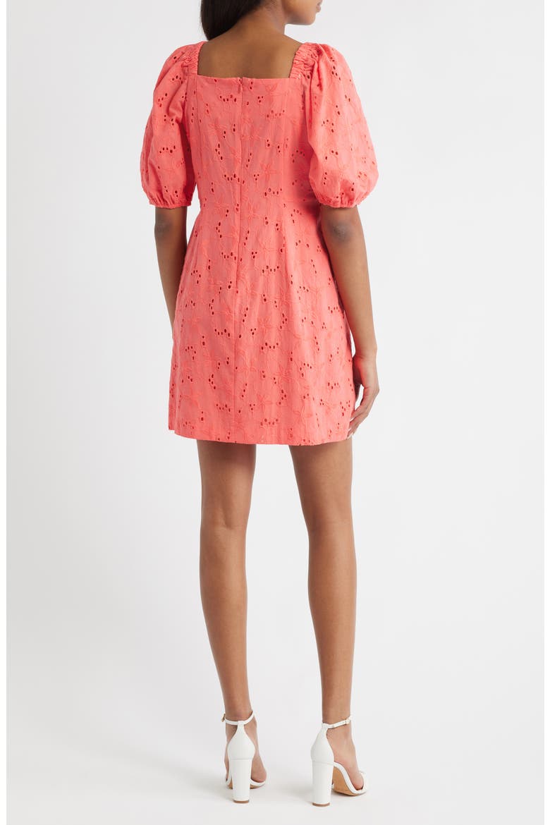 Cotton Eyelet Minidress, Alternate, color, SEA CORAL