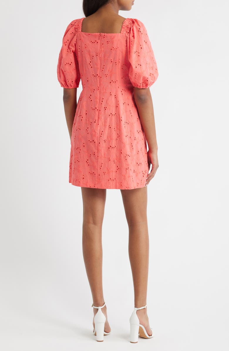 Anne Klein Cotton Eyelet Minidress, Alternate, color, Sea Coral