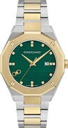 FERRAGAMO Edge Diamond Two-Tone Bracelet Watch, 40mm