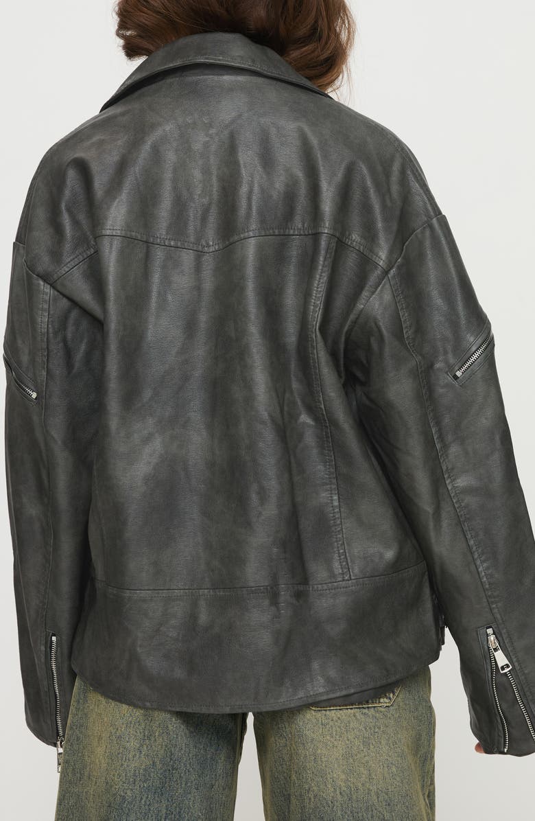 Princess Polly Magnets Faux Leather Jacket, Alternate, color, Washed Charcoal