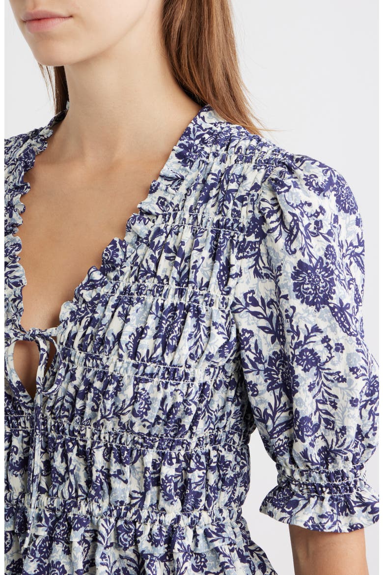 Fontaine Floral Smocked Top, Alternate, color, INDIGO MARIGOLD