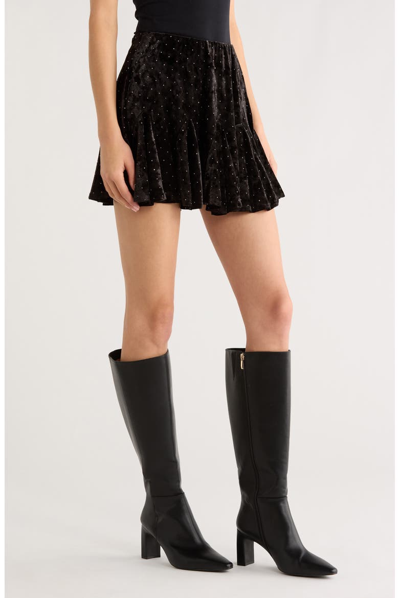 Velvet Miniskirt, Alternate, color, BLACK