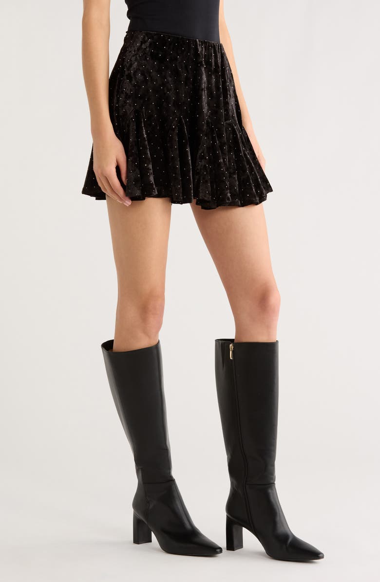 All in Favor Velvet Miniskirt, Alternate, color, Black