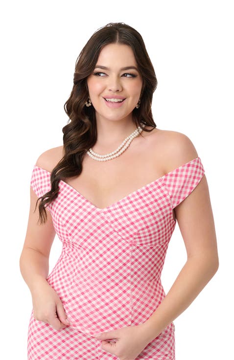 1950s Off The Shoulder Violet Top