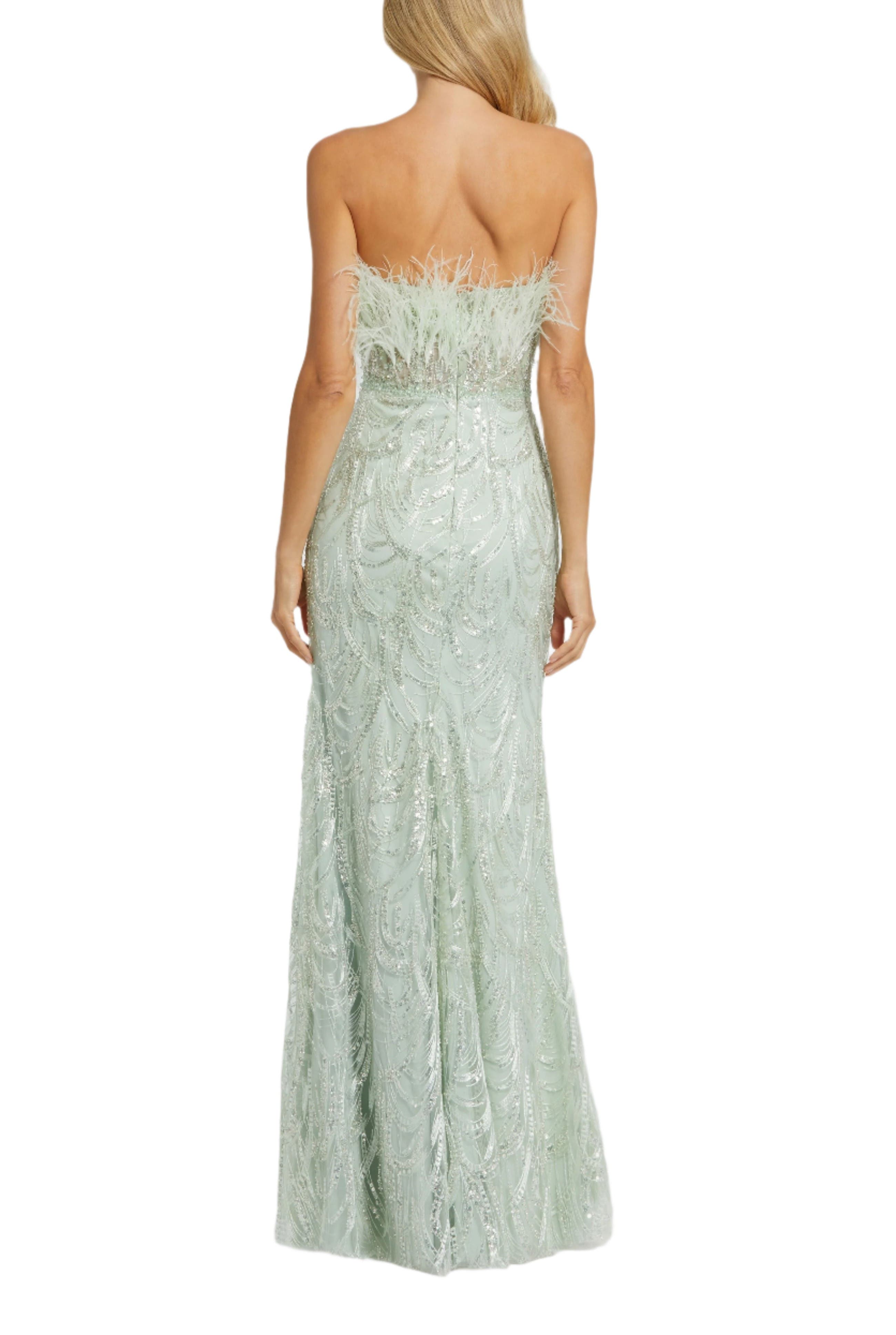 Strapless Feather Bustier Gown with Embroidery - image 2