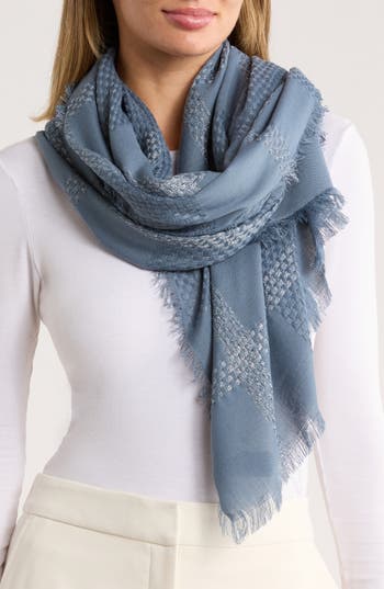 Vince Camuto Basketweave Scarf In Blue