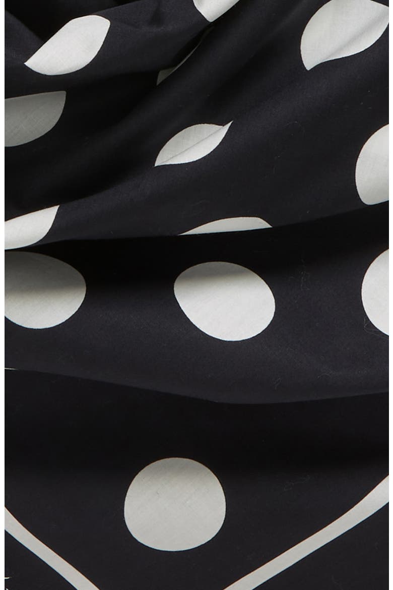 Polka Dot Square Cotton Scarf, Alternate, color, NERO