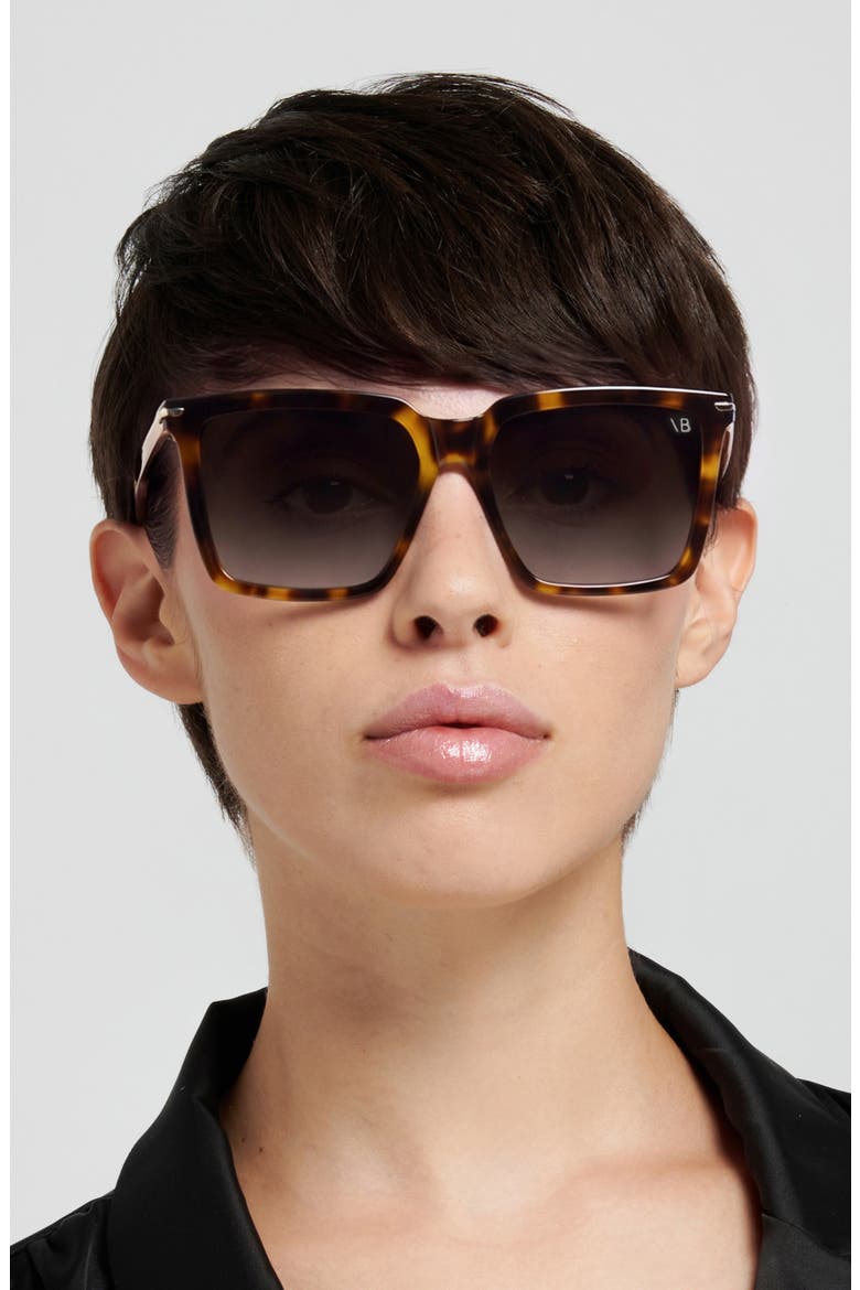 56mm Square Sunglasses, Alternate, color, BROWN/ GREY