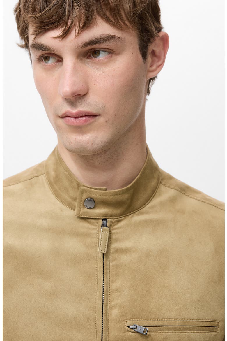 Faux Suede Biker Jacket, Alternate, color, BEIGE