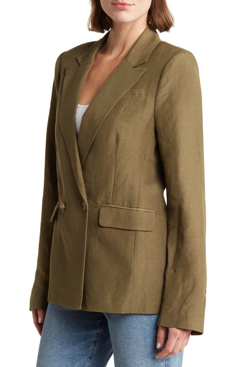 PAIGE Dawson Linen Blend Blazer, Alternate, color, Army