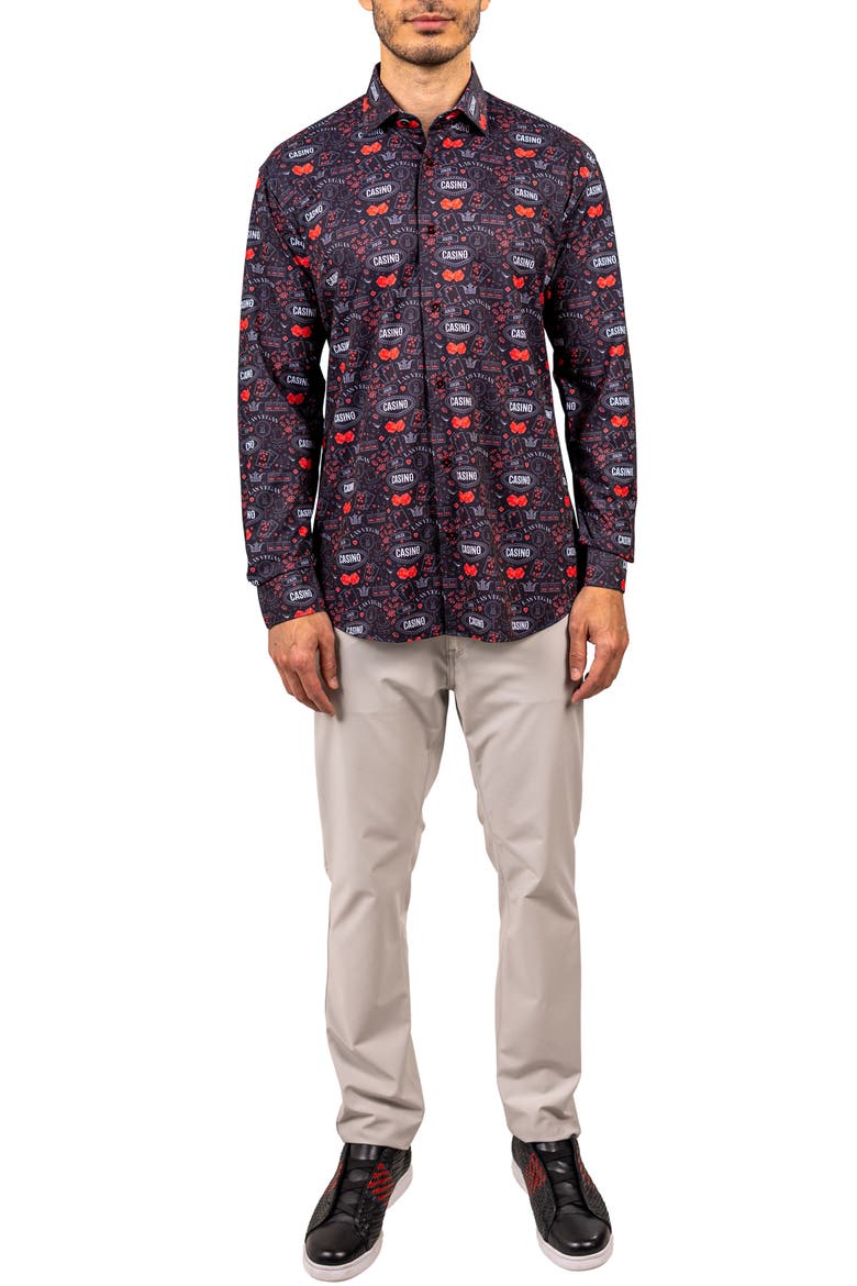 Fibonacci Stretch Ascension 3308 Contemporary Fit Button-Up Shirt, Alternate, color, BLACK