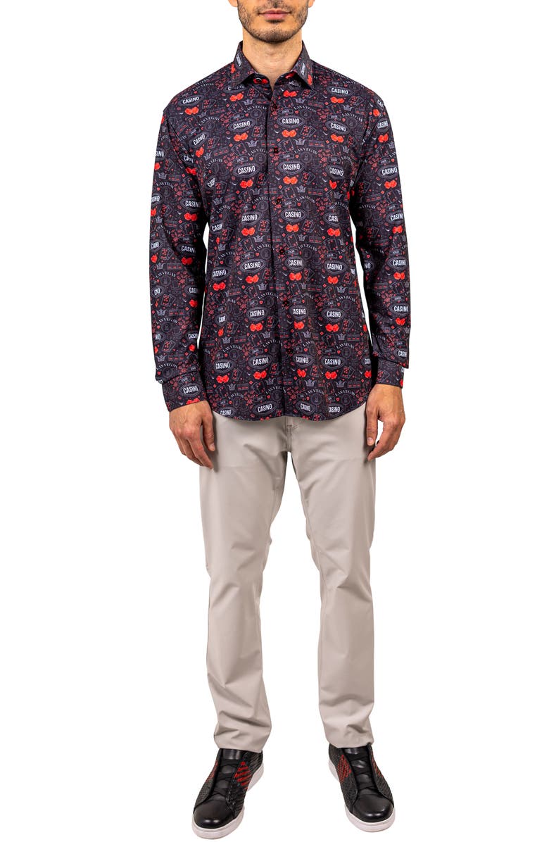 Maceoo Fibonacci Stretch Ascension 3308 Contemporary Fit Button-Up Shirt, Alternate, color, Black