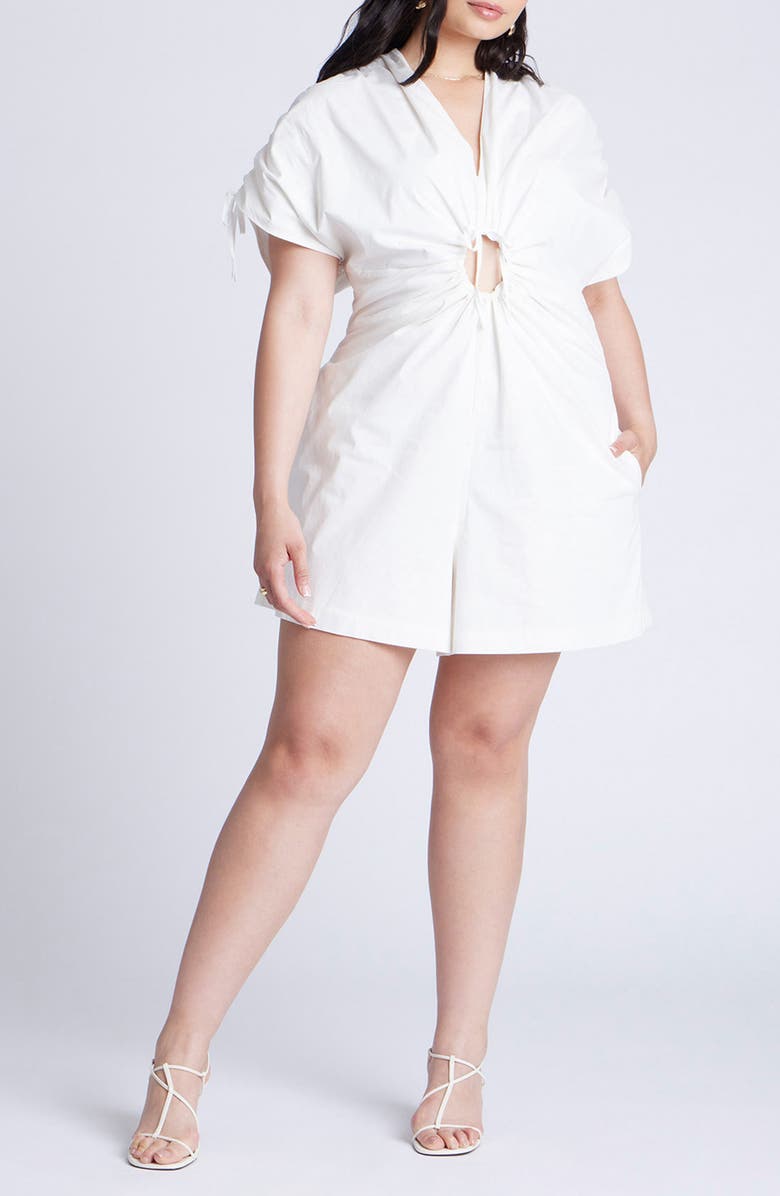 ELOQUII Poplin Romper, Main, color, 
