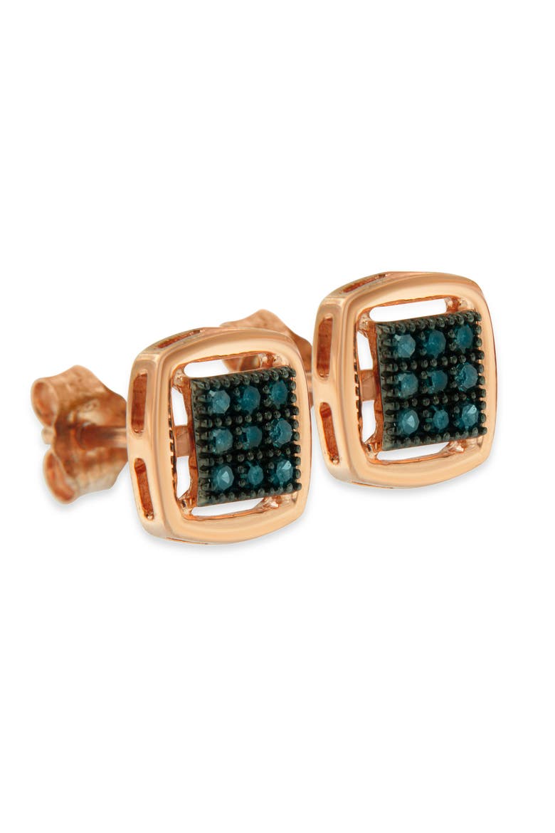 Rose Plated Silver Rose Diamond Stud Earring, Alternate, color, Pink