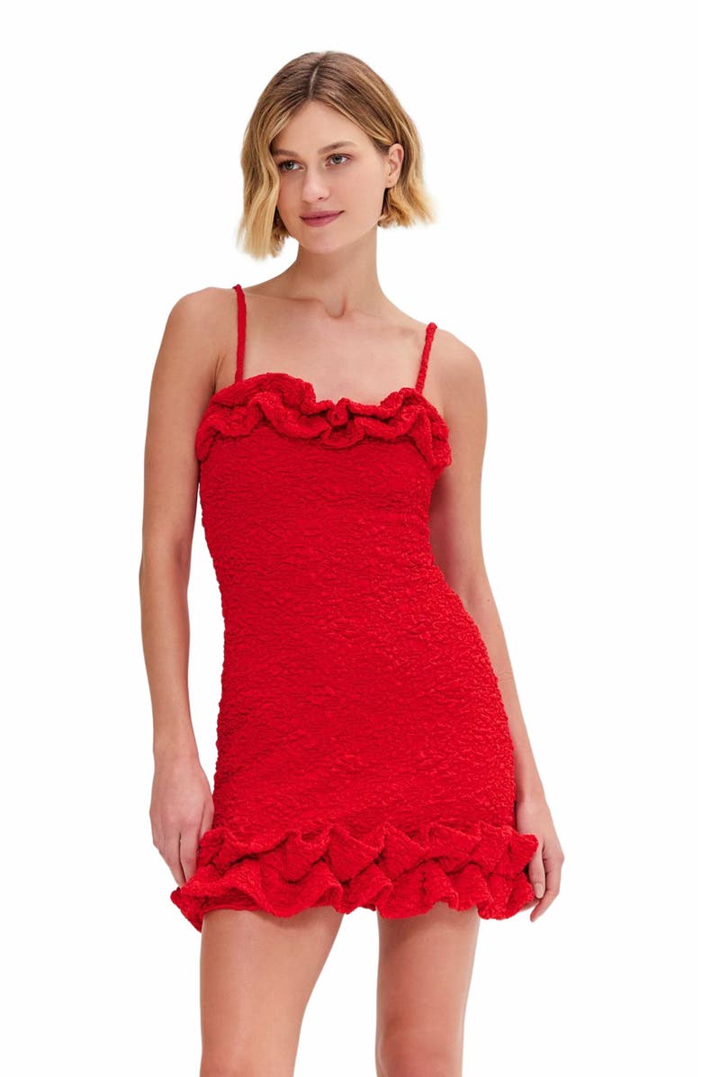 PatBO Papillon Jacquard Flutter Mini Dress, Alternate, color, Red
